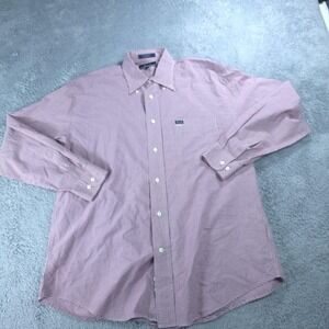 Faconnable Shirt Mens Large Red Check Long Sleeve Button Down Cotton Casual